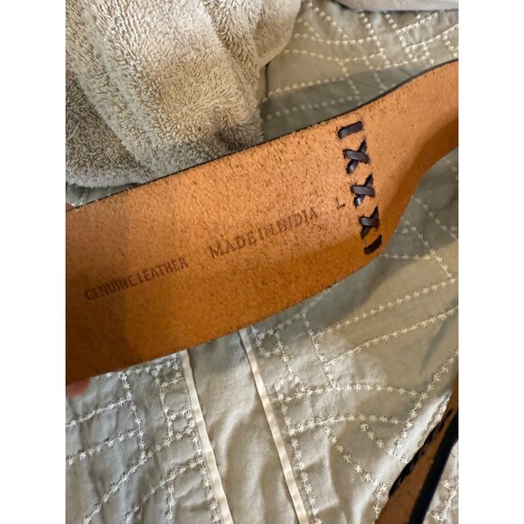 VTG Chicos Leather Embossed Floral Belt Conch Style Ornate Buckle Western Boho - Picture 5 of 11